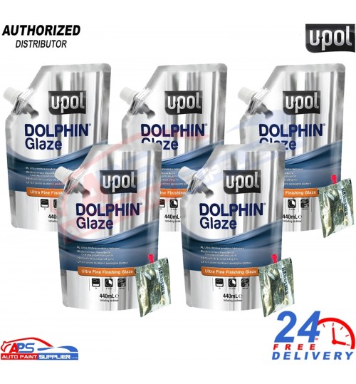 UPOL Dolphin Glaze 440ml 5x Pro Self-Leveling Filler + BPO Hardener Pro Finish